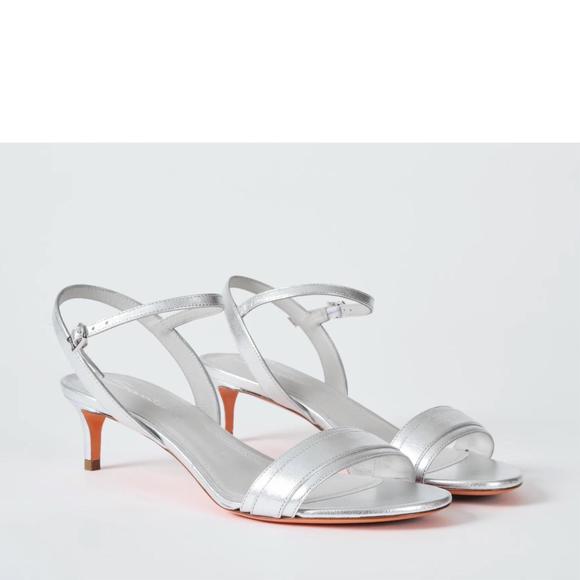 NEW SANTONI women's sirolo ankle strap sandals in silver - Picture 1 of 1